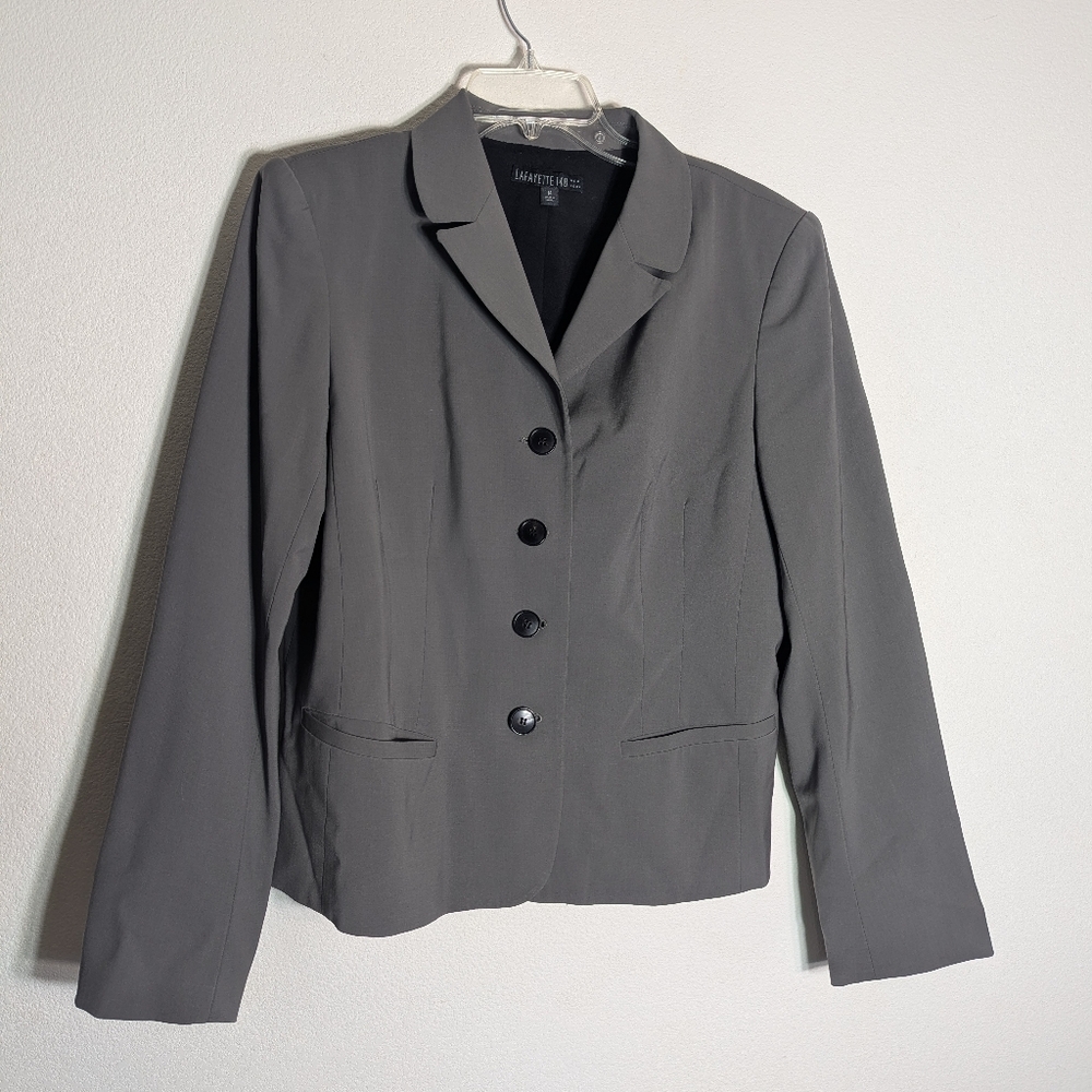 Lafayette 148 Womens Blazer Suit‎ Jacket Grey Virgin Wool Quiet Luxury Size 14